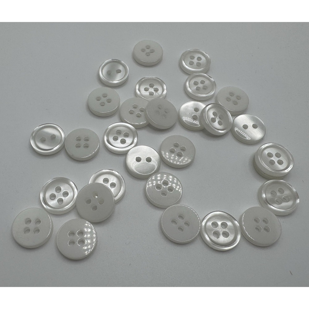 29 Chicos White Clear Designer Button Lot Loose Round Buttons Repairing Clothes